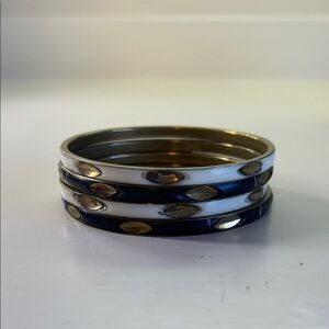Stacked Enamel and Gold-Tone Bangle Set - Black & White